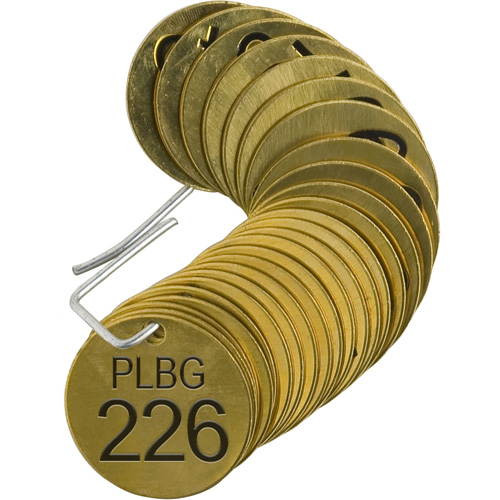 &eacute;tiquettes num&eacute;rot&eacute;es pour vannes PLPG, # 226-250, Laiton, 1,5" dia. Brunswick Fyr & Safety