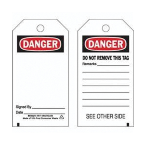 Accident Prevention Tags, Polyester, 3" W x 5-3/4" H, English Brunswick Fyr & Safety