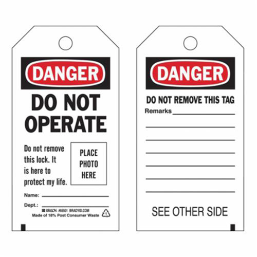 Self-Laminating "Do Not Operate" Tags, Polyester, 3" W x 5-3/4" H, English Brunswick Fyr & Safety