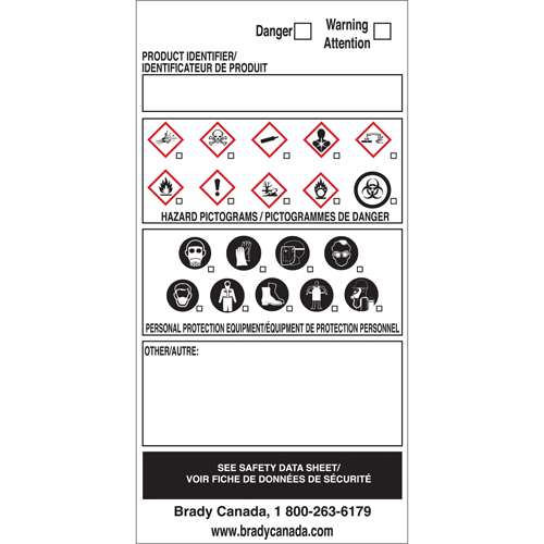 OTS WHMIS Labels, Vinyl, Sheet, 6" L x 3" W Brunswick Fyr & Safety