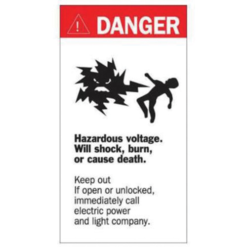 "Danger Hazardous Voltage" Sign, 8" x 4-1/2", Acrylic, English with Pictogram Brunswick Fyr & Safety