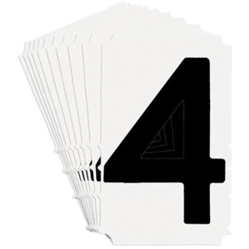 Quick-Align&reg; Individual Gothic Number and Letter Labels, 4, 4" H, Black Brunswick Fyr & Safety