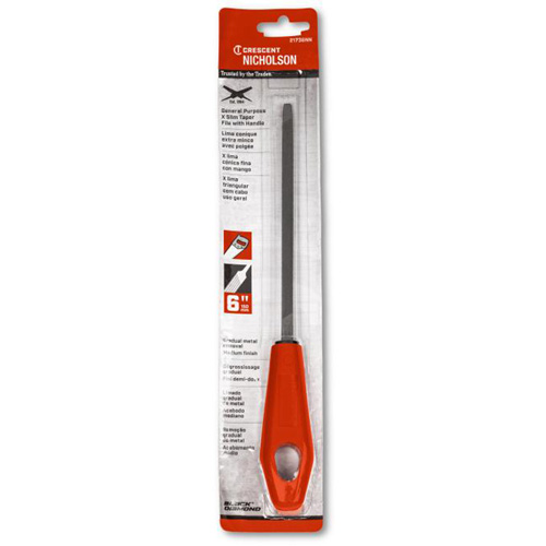 Extra Slim Taper File with Red Handle, Triangle, 6", Single Brunswick Fyr & Safety