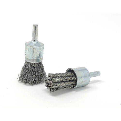 Crimped Wire End Brush, 3/4" Dia., 0.014" Wire Dia., 1/4" Shank Brunswick Fyr & Safety