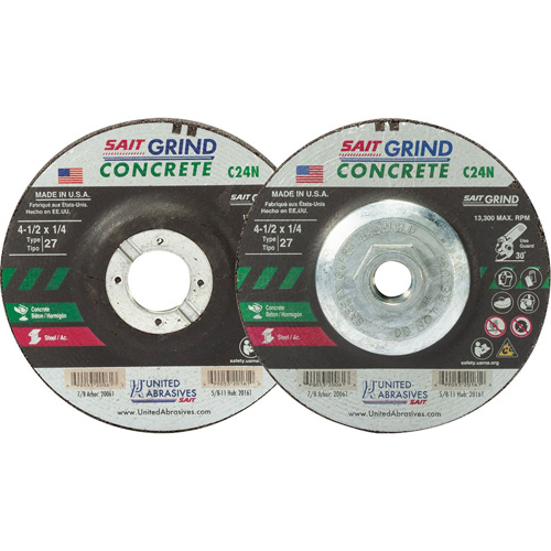 C24N Concrete Grinding Wheel, 7" x 1/4", 7/8" Arbor, Type 27 Brunswick Fyr & Safety