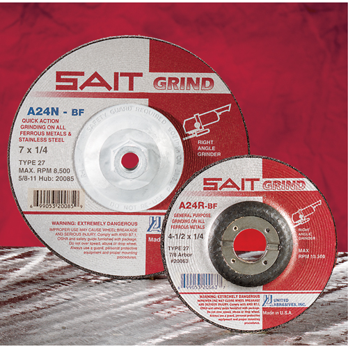 A24N Fast Grinding Wheel, 6" x 1/4", 7/8" Arbor, Aluminum Oxide, Type 27 Brunswick Fyr & Safety