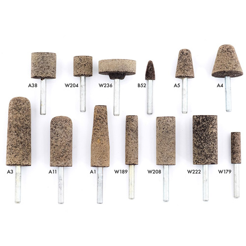 Meules r&eacute;sinoides mont&eacute;es sur tige A36Q, A11, Oxyde d'aluminium, 11/16" dia., 2" lo, 36 Grain Brunswick Fyr & Safety