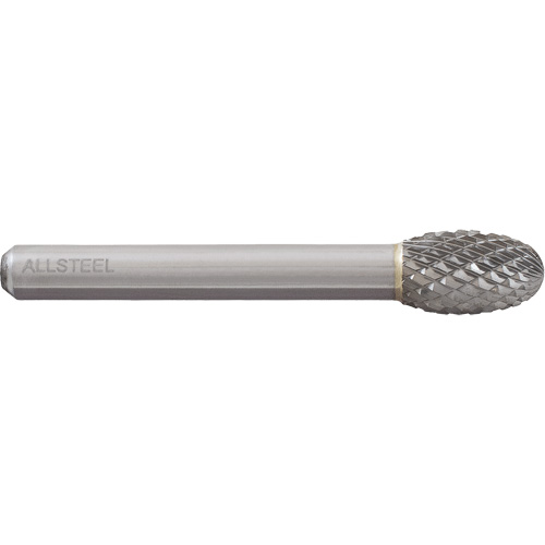 AllSteel Egg Shape Carbide Burr, SE-3, 3/8" Dia., 1/4" Shank, 5/8" Depth of Cut Brunswick Fyr & Safety