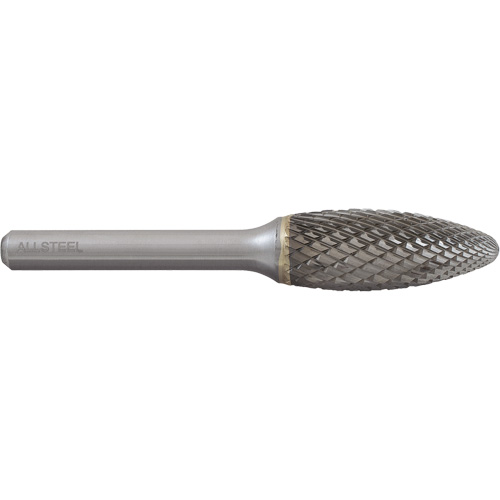Fraise au carbure en forme de flamme ALLSTEEL, SH-5, 1/2" dia., 1/4" Tige, 1-1/4" Prof. de la coupe Brunswick Fyr & Safety