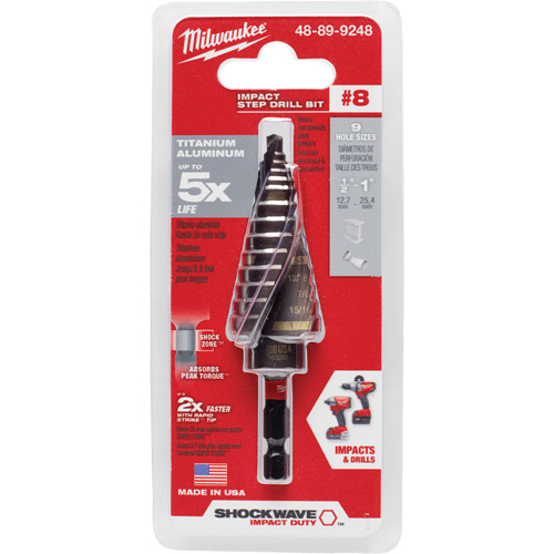 Foret &eacute;tag&eacute; #8 Shockwave Impact Duty, 1/2" - 1", Incr&eacute;ments de 1/16", Titane Brunswick Fyr & Safety