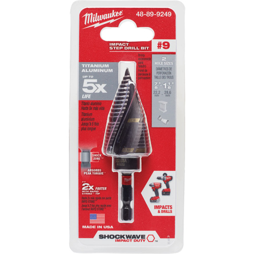Foret &eacute;tag&eacute; #9 Shockwave Impact Duty, 7/8" - 1-1/8", Incr&eacute;ments de 1/4", Titane Brunswick Fyr & Safety