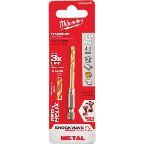 Shockwave Drill Bit, 11/64", Titanium, 1-3/32" Flute, 135° Point Brunswick Fyr & Safety