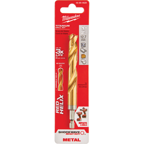 Shockwave Drill Bit, 1/2", Titanium, 3-21/64 Flute, 135° Point Brunswick Fyr & Safety