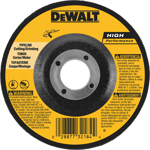 High Performance Pipeline Wheel, 5" x 1/8", 7/8" Arbor, Aluminum Oxide, Type 27 Brunswick Fyr & Safety