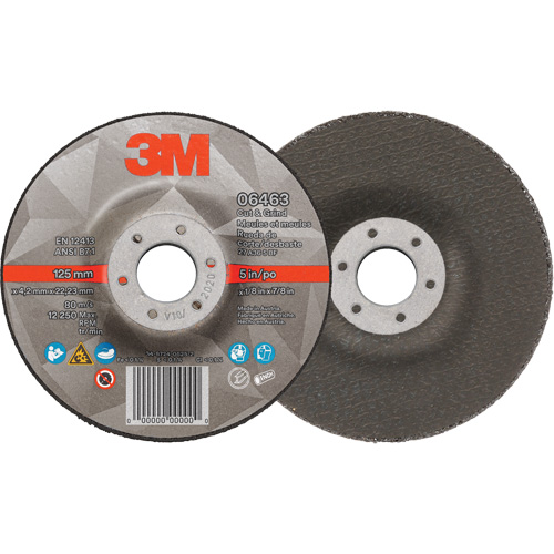 Cut & Grind Wheel, 5" x 1/8", 7/8" Arbor, Type 27, Ceramic Brunswick Fyr & Safety
