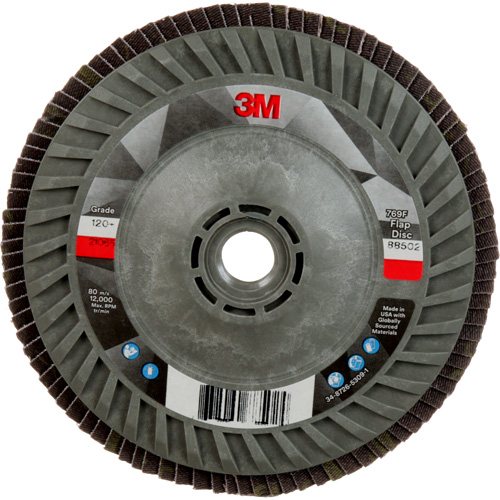 Disque &agrave; lamelles &agrave; changement rapide 769F, 5" x 5/8"-11, Type 27, Grain 120+, C&eacute;ramique Brunswick Fyr & Safety