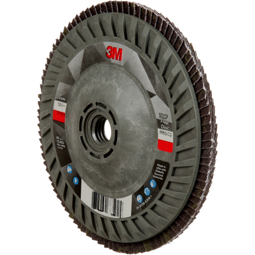 Disque &agrave; lamelles &agrave; changement rapide 769F, 5" x 5/8"-11, Type 27, Grain 120+, C&eacute;ramique Brunswick Fyr & Safety