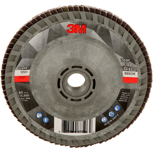 Disque &agrave; lamelles &agrave; changement rapide 769F, 4-1/2" x 5/8"-11, Type 29, Grain 120+, C&eacute;ramique Brunswick Fyr & Safety