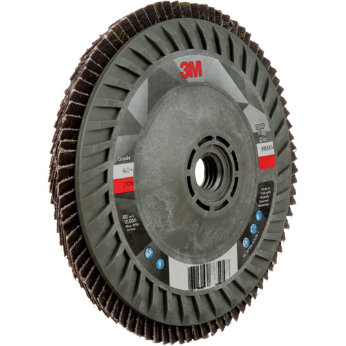 Disque &agrave; lamelles &agrave; changement rapide 769F, 5" x 5/8"-11, Type 27, Grain 60+, C&eacute;ramique Brunswick Fyr & Safety