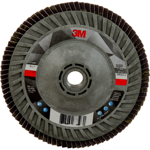 Disque &agrave; lamelles &agrave; changement rapide 769F, 5" x 5/8"-11, Type 27, Grain 80+, C&eacute;ramique Brunswick Fyr & Safety