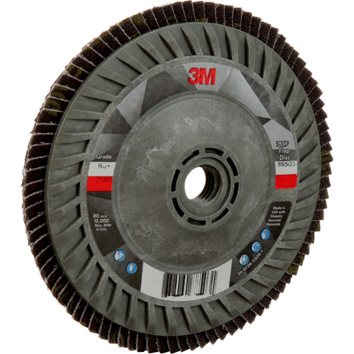 Disque &agrave; lamelles &agrave; changement rapide 769F, 5" x 5/8"-11, Type 27, Grain 80+, C&eacute;ramique Brunswick Fyr & Safety