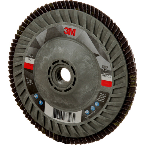 Disque &agrave; lamelles &agrave; changement rapide 769F, 5" x 5/8"-11, Type 27, Grain 80+, C&eacute;ramique Brunswick Fyr & Safety