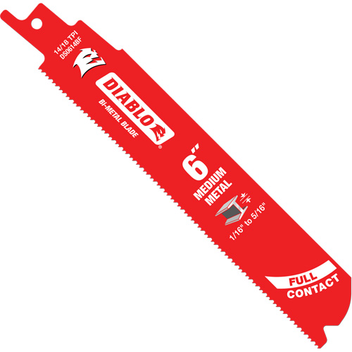 Medium Metal Reciprocating Saw Blade, Bi-Metal, 14-18 TPI, 6" L x 1" W Brunswick Fyr & Safety