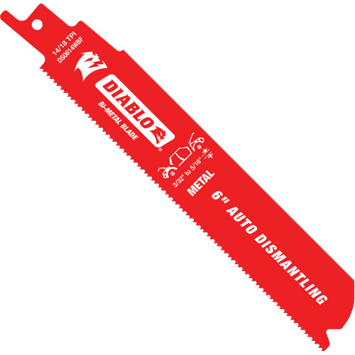 Reciprocating Blade for Auto Dismantling, Bi-Metal, 14-18 TPI, 6" L x 1" W Brunswick Fyr & Safety