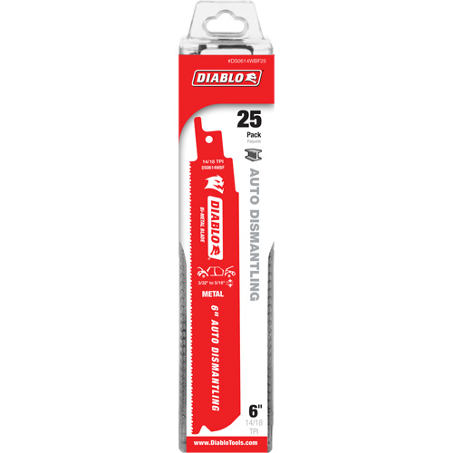 Reciprocating Blade for Auto Dismantling, Bi-Metal, 14-18 TPI, 6" L x 1" W Brunswick Fyr & Safety