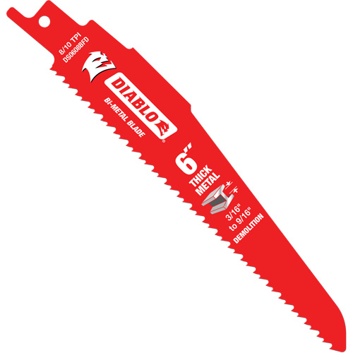 Reciprocating Blade for Thick Metal/Demolition, Bi-Metal, 8-10 TPI, 6" L Brunswick Fyr & Safety