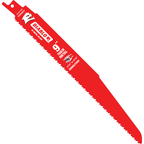 Reciprocating Blade for Thick Metal/Demolition, Bi-Metal, 8-10 TPI, 9" L Brunswick Fyr & Safety
