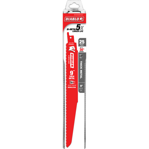 Reciprocating Blade for Thick Metal/Demolition, Bi-Metal, 8-10 TPI, 9" L Brunswick Fyr & Safety