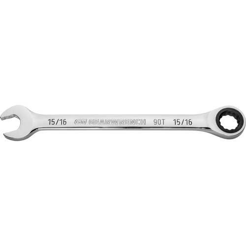 90-Tooth Ratcheting Combination Wrench, 12 Point, 15/16", Chrome Finish Brunswick Fyr & Safety