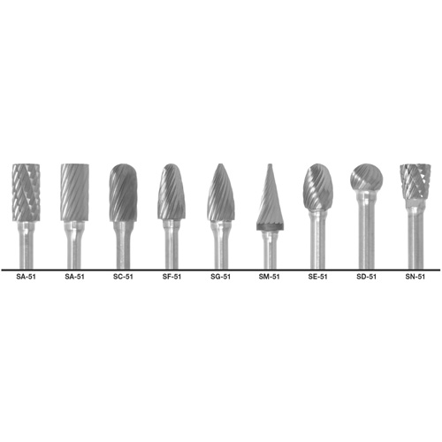 1855 Double Cut Carbide Burr Set, 9 Pieces Brunswick Fyr & Safety