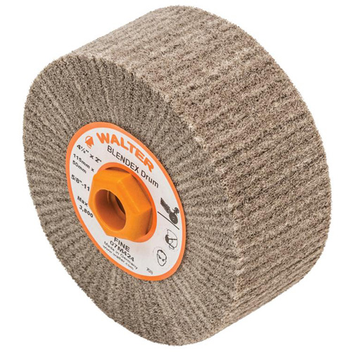 Blendex Surface Conditioning Drum, 4-1/2" Dia. x 2" W, 5/8"-11 Arbor, Fine Grit Brunswick Fyr & Safety