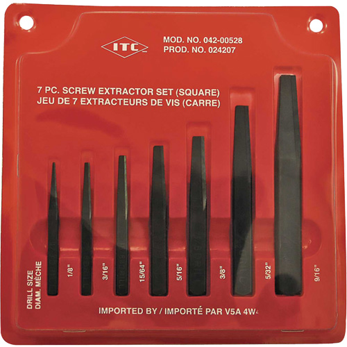 ISE-7 7-Piece Square Screw Extractor Set, For Screw Size 1/8" - 9/16" Brunswick Fyr & Safety