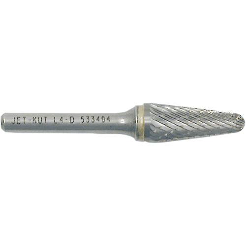 Fraise conique avec extr&eacute;mit&eacute; en rayon L4-D JET-KUT, 1/4" dia., 1/4" Tige, 1-1/8" Prof. de la coupe Brunswick Fyr & Safety