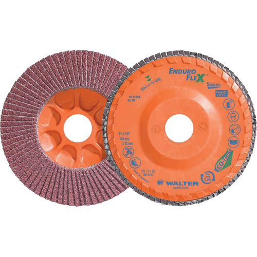 Disque &agrave; lamelles Stainless Enduro-Flex, 5" x 5", Type 27, Grain 40, Alumine de zirconium Brunswick Fyr & Safety