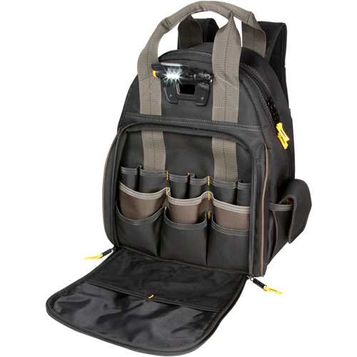 Sacs &agrave; dos pour outils Techgear &agrave; 53 pochettes, 16" lo x 13-1/4" la, Noir, Polyester Brunswick Fyr & Safety