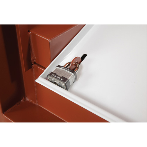 Coffre de chantier et surface de travail sur le terrain, 33" la x 63" p x 80" h, Acier, Rouge Brunswick Fyr & Safety