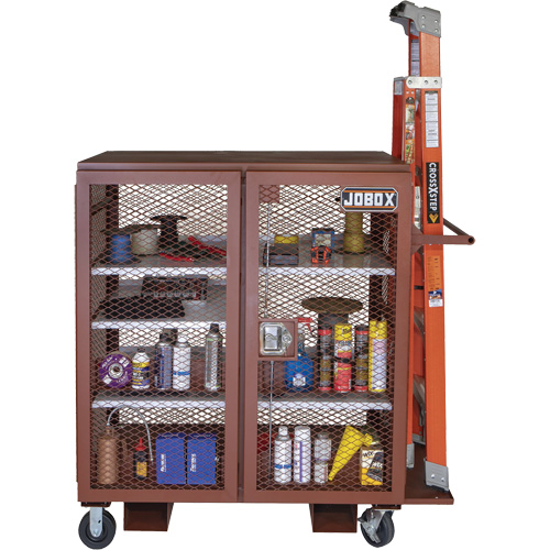 Armoire mobile en treillis, Acier, 37 pi³, Rouge Brunswick Fyr & Safety
