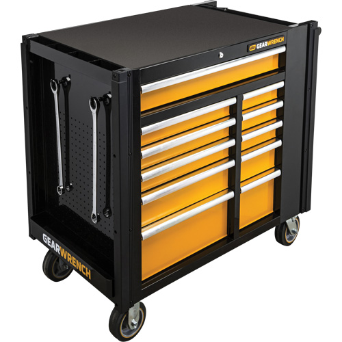 Powered Tool Cart, 11 Drawers, 42-1/2" W x 24-7/16" D x 41" H, Black/Orange Brunswick Fyr & Safety