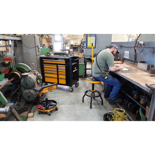 Powered Tool Cart, 11 Drawers, 42-1/2" W x 24-7/16" D x 41" H, Black/Orange Brunswick Fyr & Safety