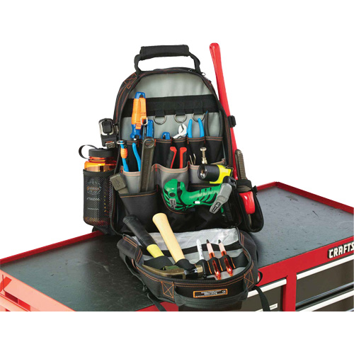 Arsenal&reg; 5843 Tool Backpack, 13-1/2" L x 8-1/2" W, Black, Polyester Brunswick Fyr & Safety