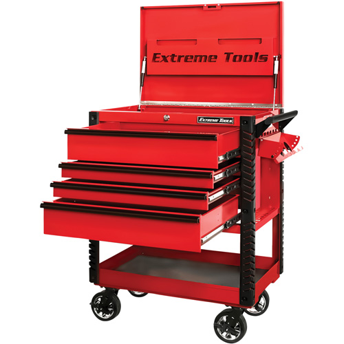 EX Deluxe Series Tool Cart, 4 Drawers, 22-7/8" L x 33" W x 44-1/4" H, Red Brunswick Fyr & Safety
