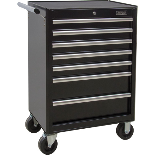 Industrial Tool Cart, 7 Drawers, 27" W x 18-3/4" D x 39" H, Black Brunswick Fyr & Safety