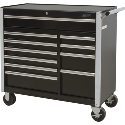 Industrial Tool Cart, 11 Drawers, 41" W x 18-3/4" D x 39-1/3" H, Black Brunswick Fyr & Safety