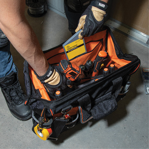 Tradesman Pro Wide-Open Tool Bag, Ballistic Nylon, 42 Pockets, Black Brunswick Fyr & Safety