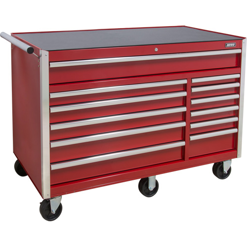 Chariot &agrave; outils industriel, 12 tiroirs, 56" la x 24-1/2" p x 38-1/8" h, Rouge Brunswick Fyr & Safety