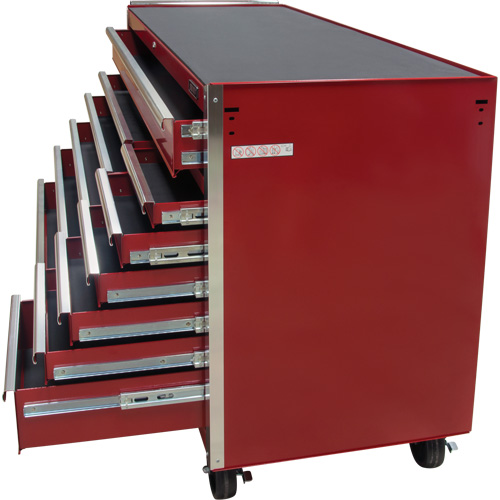 Chariot &agrave; outils industriel, 12 tiroirs, 56" la x 24-1/2" p x 38-1/8" h, Rouge Brunswick Fyr & Safety